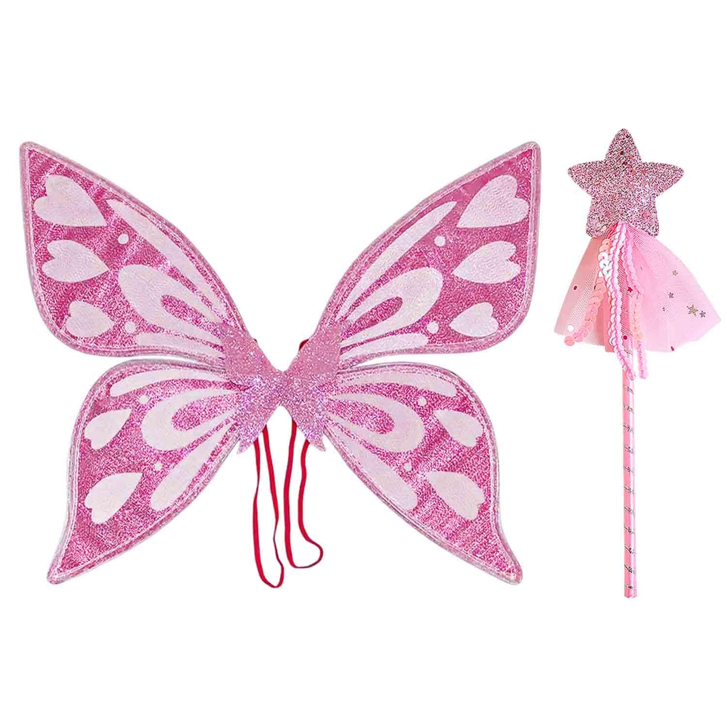 UBSIUH 1 Piece Of Butterfly Wings, 1 Piece Of Star Stick, Shiny Butterfly Wings, Party Dress Butterfly Wings, Clothing Accessories.