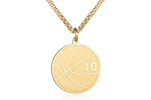 Susook Basketball Number Necklace for Boys Gold Stainless Steel Basketball Pendant Sport Jewelry Gifts for Men