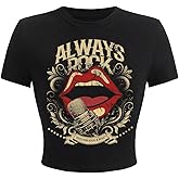 SOLY HUX Women's Short Sleeve Crop Tops Y2k Funny Graphic Crew Neck Tees Streetwear T-Shirts