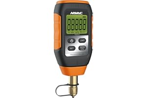 NAVAC NMV1 Micron Vacuum Gauge - HVAC Digital Vacuum Gauge with Level Alarm and Leakage Warnings - Large Backlit Display