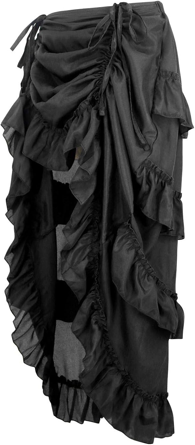 Charmian Women's Steampunk Gothic High Low Cyberpunk Skirt: Clothing