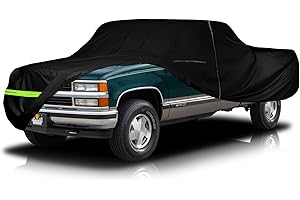 SAPUBK Waterproof Car Cover Compatible with Chevrolet C/K 1500/2500/3500 1988-1999, 2 Door Extended Cab Long Bed, 300D All Weather Car Covers with Zipper Door for Snow Rain Protection