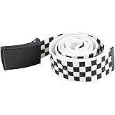 HEEPDD Checkered Belt, Black Web Plaid Design with Flip Top Buckle, Adjustable 43.3 Inch Length for Men Women Teens