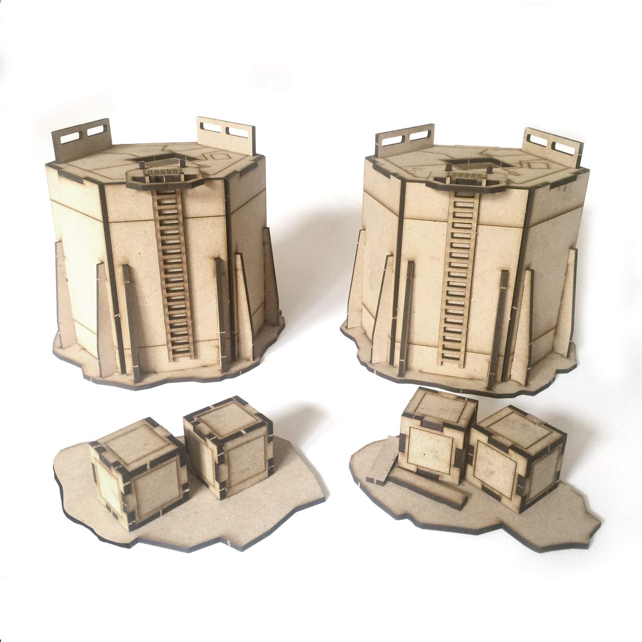 PWORK WARGAMES Industrial 01 - industrial setting scenery set for miniatures in scale 28mm / 35mm - tabletop miniatures wargame 3D scenery terrain - MDF 3mm