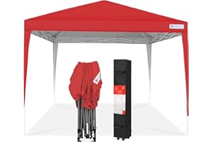 Best Choice Products 10x10ft Pop Up Canopy Outdoor Portable Folding Instant Lightweight Gazebo Shade Tent w/Adjustable Height, Wind Vent, Carrying Bag - Red