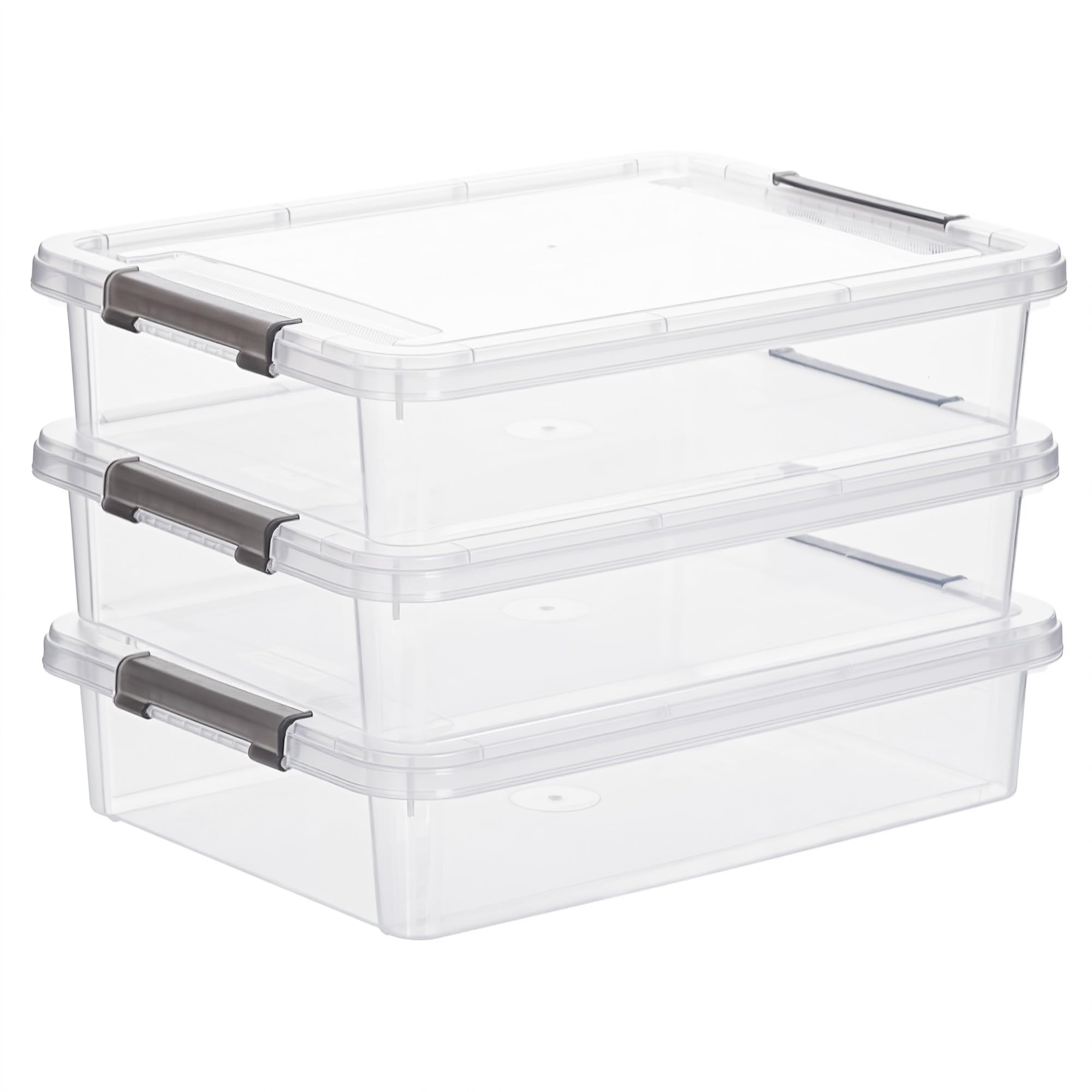 Citylife 3 PCS Plastic Storage Bins with Latching Lids Portable Project ...