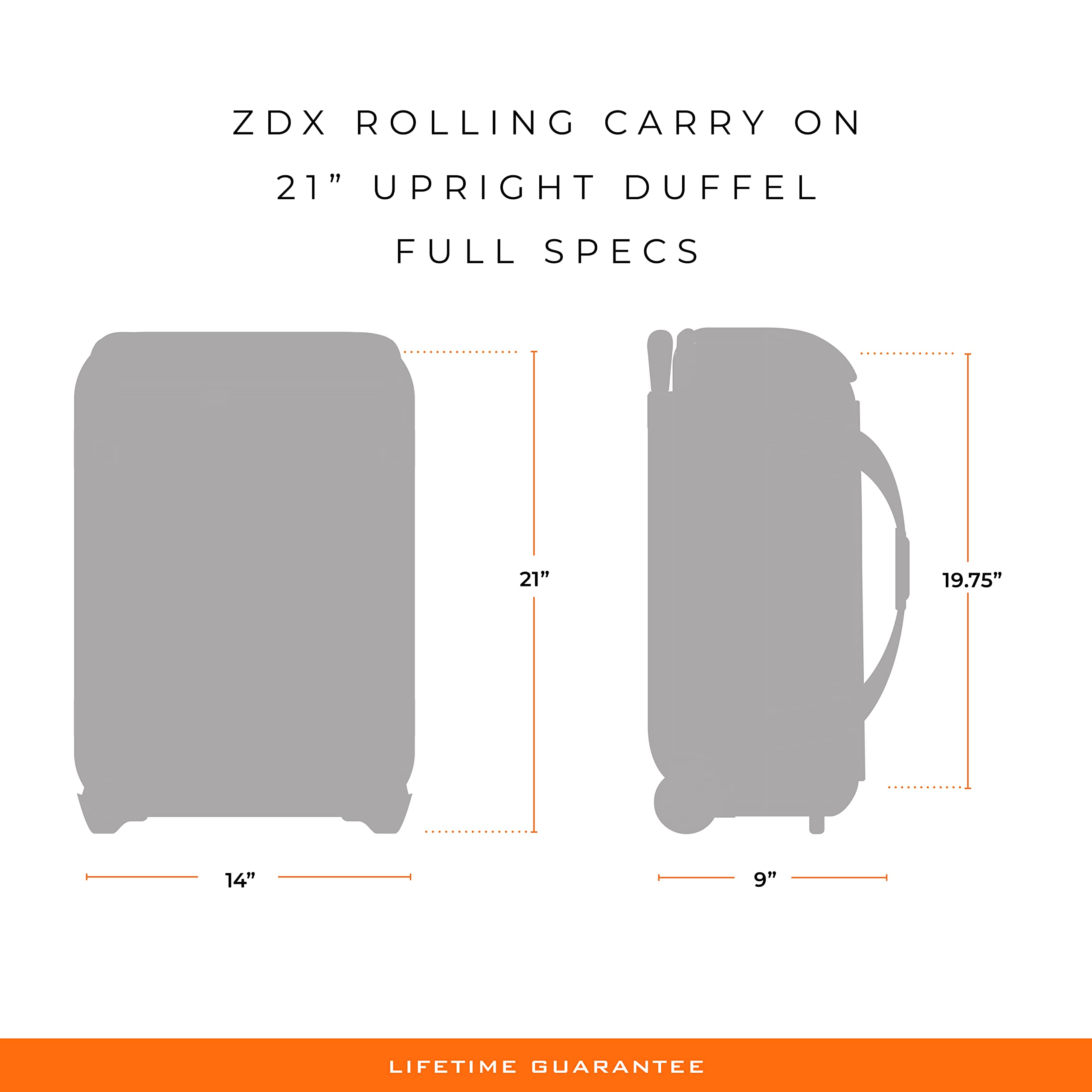 Briggs & Riley ZDX Upright Rolling Duffel Bag, Black, Carry-On 21-Inch
