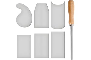 ZAVOOS 7 Pack Cabinet Scraper Burnisher Set, Multi-shaped Card Scrapers with Burnishing Tool, High Strength Wood Scraping Tools for Woodworking, Including 3 Rectangle 1 Beveled 1 Curved 1 Gooseneck