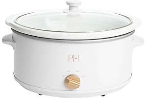 Paris Hilton 6-Quart Manual Slow Cooker, Features Three Settings (Low, High, Warm), Naturally Nonstick and Dishwasher Safe St