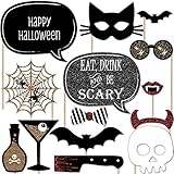 Big Dot of Happiness Spooktacular - Eat, Drink and Be Scary Halloween Party Photo Booth Props Kit - 20 Count