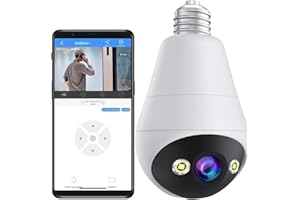 JOOAN 3MP Light Bulb Security Camera Outdoor Indoor Wireless PTZ IP Cam 2.4GWiFi Auto Tracking Siren Alarm,Detect Alert 360 G