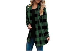TARIENDY Shackets for Women 2023 Fall Plaid Jackets Oversized Button Down Flannel Shirts Fashion Long Sleeve Waffle Clothes