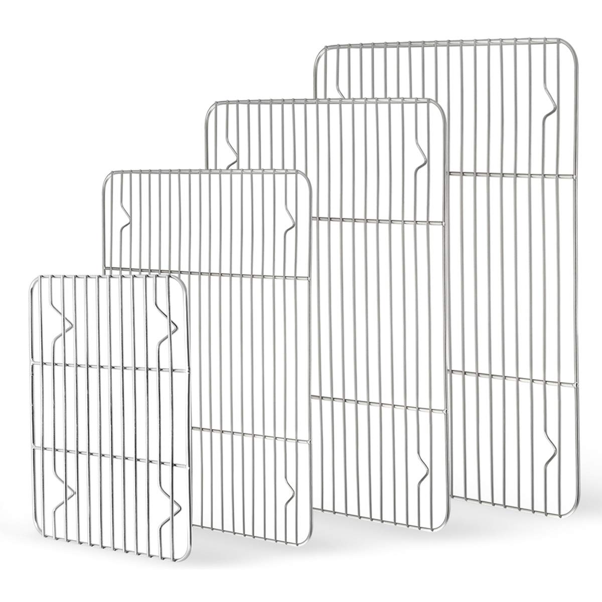 HaWare Cooling Rack Set of 4, Stainless Steel Thick Wire Rack for Baking Roasting Drying, Grilling Large Medium Small Mini Size Oven Tray Rack for Cake/Meat/Cookie, Heavy Duty & Dishwasher Safe