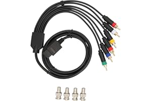 Fayelume RGB RGBS Component Cable, AV Cable Cord Multifunctional Composite, Colourful Soft Cable Cord with 4 BNC Heads, for Crt Monitors, N6