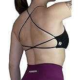 AUROLA Workout Sports Bras Women Athletic Removable Backless Strappy Criss Cross Light Support Gym Fitness Yoga Crop Bra
