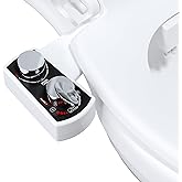 Hibbent Bidet Attachment for Toilet, Hot and Cold Water Spray Non-Electric Dual Nozzle for Frontal & Rear Wash, Adjustable Water Pressure Control, Self Cleaning Water Sprayer, Black/Chrome