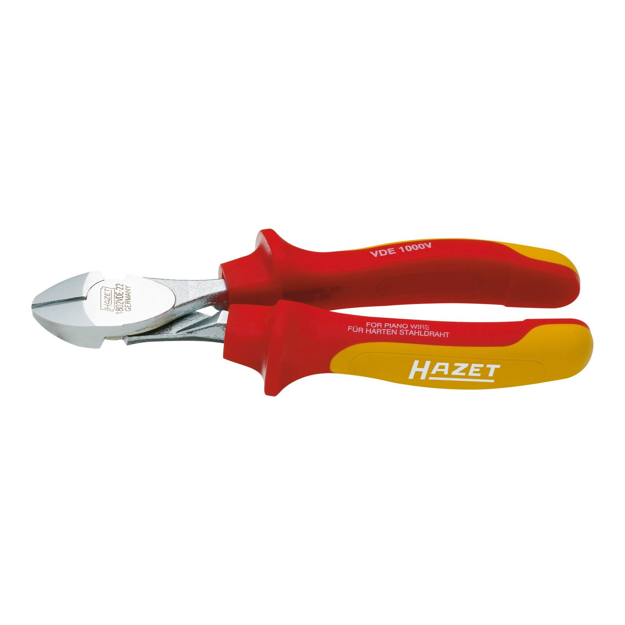 HAZET 1802VDE-22 180 mm VDE Heavy-Duty Diagonal Cutter with Protective Insulation - Multi-Colour