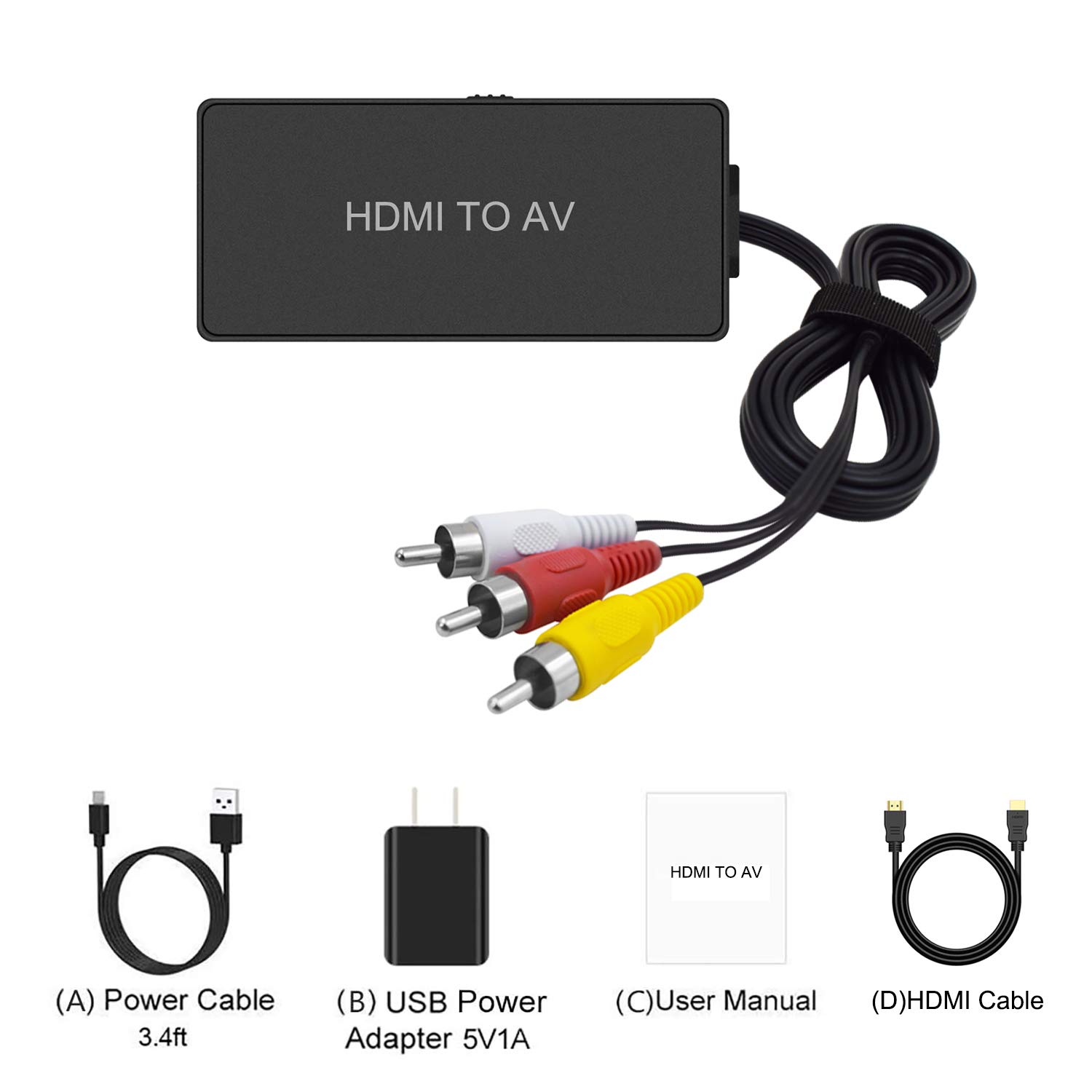 HDMI to AV Converter HDMI to Video Audio Adapter Supports PAL/NTSC
