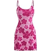 Verdusa Going Out Summer Dresses for Women Vacation Floral Mesh Sleeveless Bodycon Short Dress