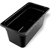 Carlisle FoodService Products StorPlus High Heat Food Pan, 1/3 Size, 6 Inches Deep, Black, 5 Litre Capacity, Plastic, No Lid