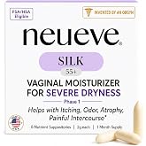 NeuEve Silk Vaginal Moisturizer for Menopause Relief | Long-Lasting Support for Women 55+ with Severe Dryness, Itching, Odor, &amp; Irritation | All-Natural Hormone-Free | Phase 1 | 8ct, 1-Month Supply