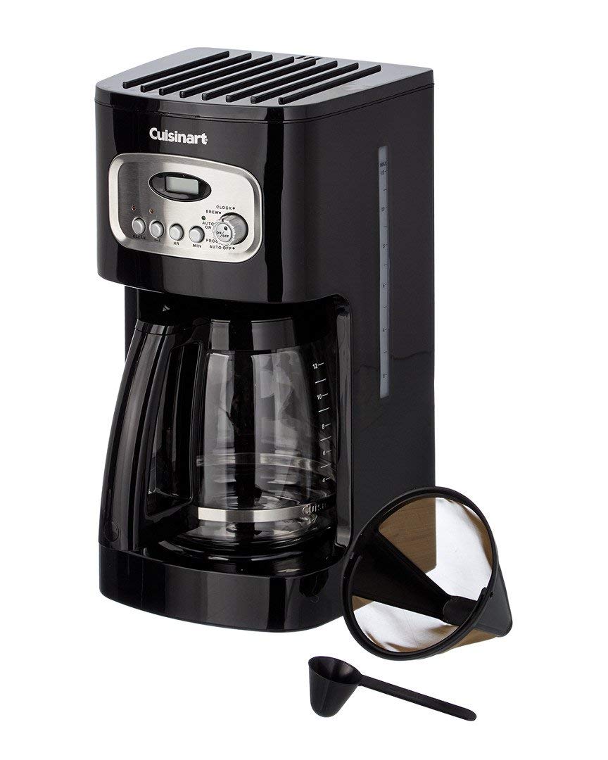 Cuisinart Programmable Coffeemaker Digital, Filter Brew 12 Cup Black Charcoal Water Filter (Renewed)
