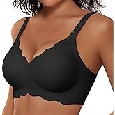 Vertvie Seamless Comfort Wireless Bras with Full Support and Lift No Underwire Push Up Bra Full Coverage Braletts (XX-Large,Black)