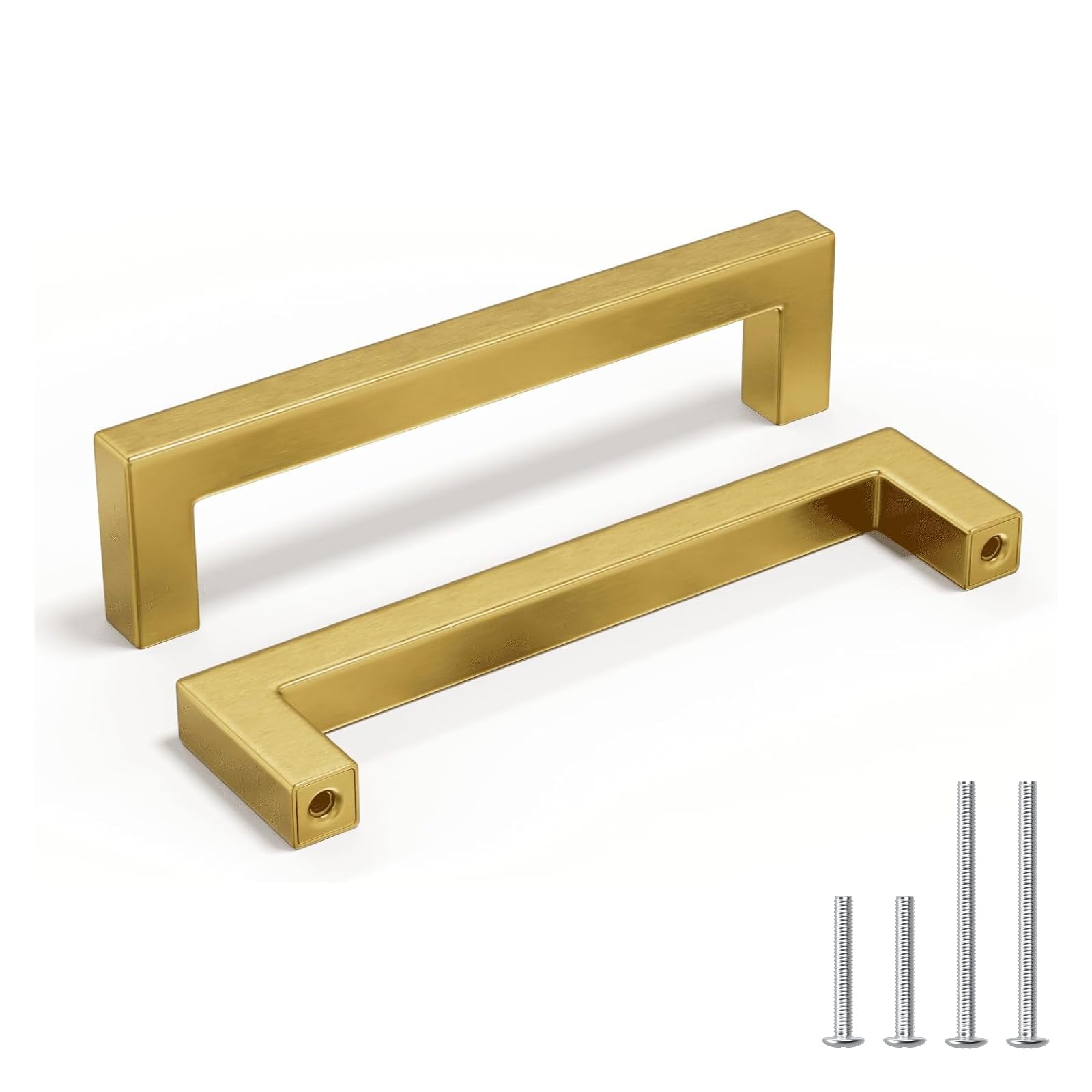 Photo 1 of homdiy 5 Inch Gold Cabinet Pulls 6 Pack Brushed Brass Cabinet Pulls Gold Kitchen Handles Square Cabinet Hardware for Cupboard Doors