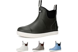 DSCORYAR Mens Deck Boots, Waterproof Rain Boots Ankle Rubber Boots Outdoor Sailing Fishing Booties Lightweight Garden Boots High Traction Water Shoes for Working Boating Camping Sailing