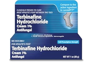 TARO Terbinafine Hydrochloride antifungal Cream 1% - Athletes Foot Cream Extra Strength, relieves itching & Burning, Cures Most Athlete's Foot, Jock Itch & Ringworm 1 oz