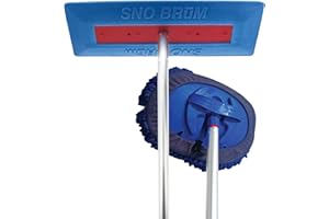 SNOBRUM 365 - Snow Remover for Cars and Trucks with Microfiber Mop Head for Cleaning - 2-in-1 Snow and Car Cleaning Brush for Year Round Use - 28 to 63 Inch Automotive Brush with Foam and Mop Head