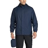 33,000ft Men's Packable Rain Jacket Lightweight Waterproof Golf Raincoat | Breathable, Fully Taped Seams, Windbreaker, Windproof, Rain Shell, Stowaway Hood, 4 Pockets, for Hiking, Travel，Cycling