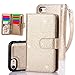 iPhone 7 Case, TabPow 10 Card Slot - [ID Slot] Wallet Folio PU Leather Case Cover With Detachable Magnetic Hard Case For iPhone 7 (4.7 Inch) - Glitter Gold