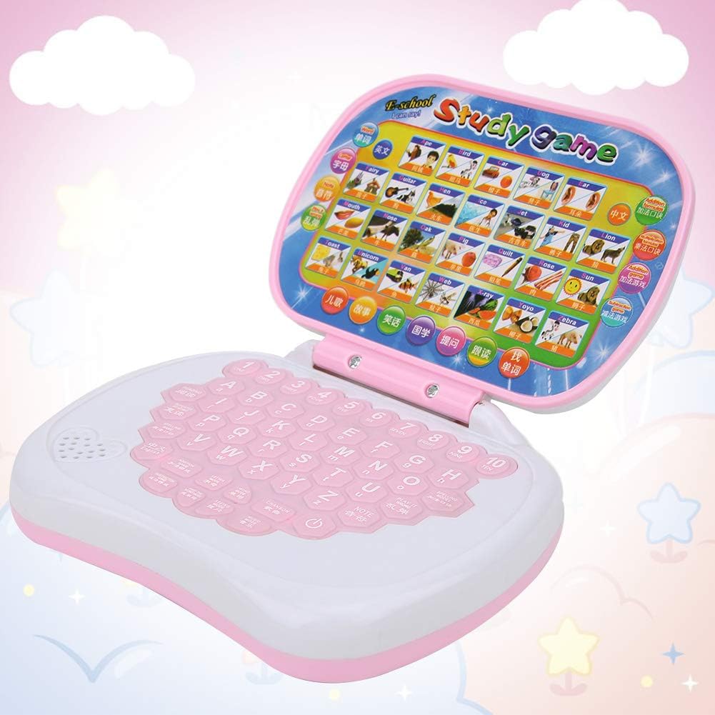 Tnfeeon Multi-functional Laptop Tablet English Words Letters Math Learning for Preschool Children, Pink, Medium - Image 5