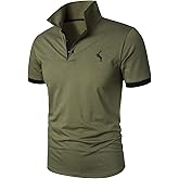 HOOD CREW Men’s Classic Polo Shirt Short Sleeve Shirts Lightweight Casual Tops