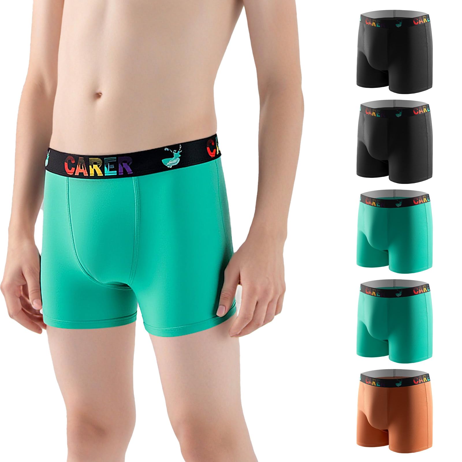 carer 5 pack boys washable incontinence underwear, cotton reusable bedwetting briefs for kids & teens, absorbent leak proof nighttime protection, age 4-18 (m)
