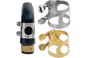homfanseec 2 Pcs Clarinet Ligature Clarinet Mouthpiece Ligature B Flat with Adjustable Screws Clarinet Mouthpiece Ligature for Clarinet Mouthpiece Woodwinds Instrument(Silver+Gold)