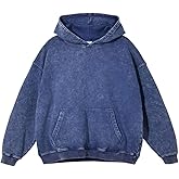 Mi Bo Tong Mens Acid Wash Hoodies Vintage Loose Fit Hooded Sweatshirt with Pockets Unisex Casual Pullover