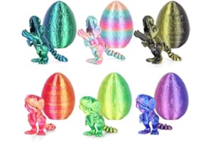 ISFOFO 6PCS 3D Printed Dragon Egg Kids Dinosaur Toys, Articulated 3D Dinosaur Eggs with Dinosaurs Inside, 3D Printed Fidget Toys, Birthday Decorations Home Office Desk Toy(6PK Multicolored)