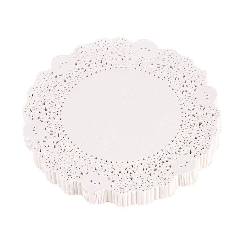 Yosoo 180pcs Paper Doilies Hollowed Vintage Lace Paper Doilies Cake Packaging Pads Wedding Tableware Decoration Set of 180 Multi Size(8.5inch)
