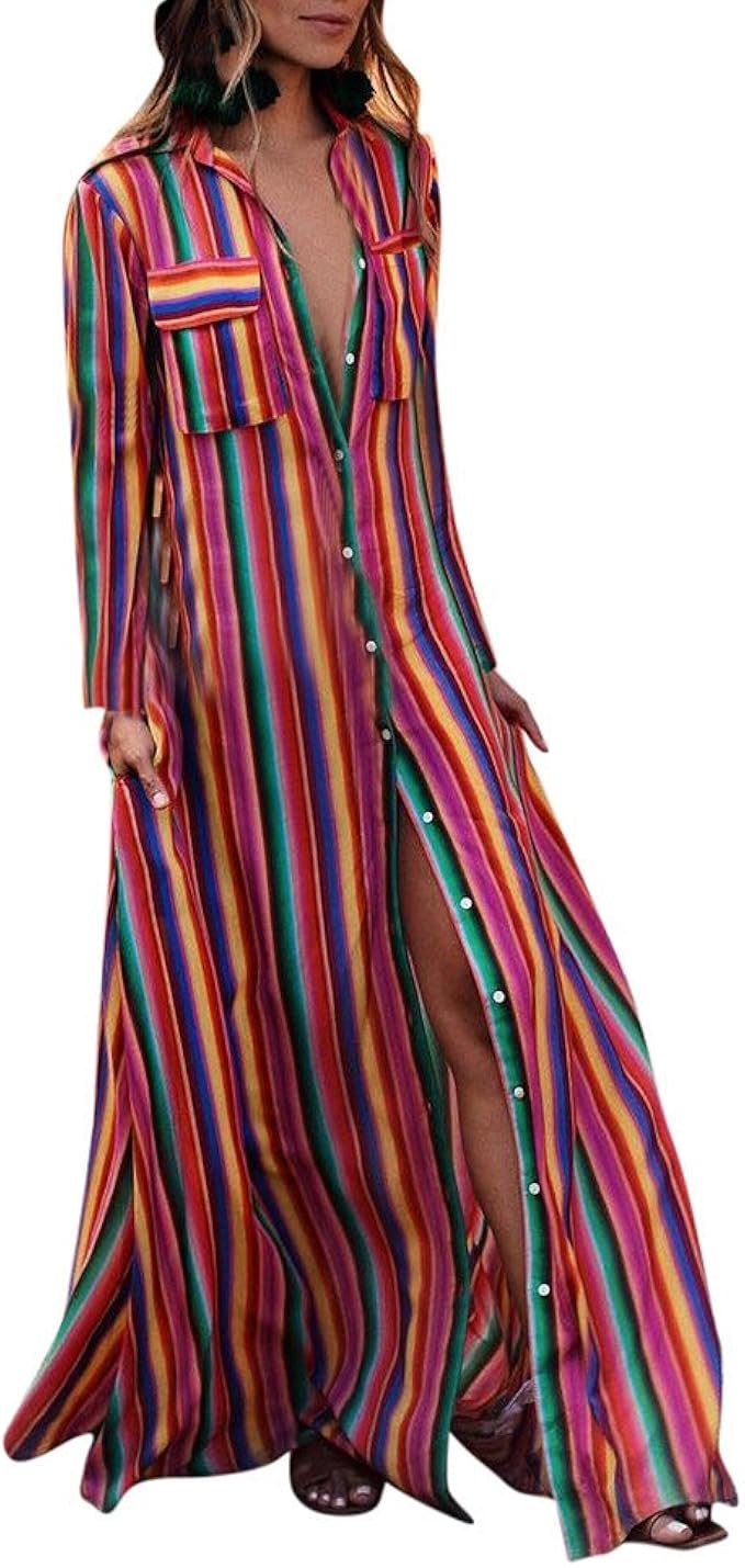 striped maxi dress long sleeve