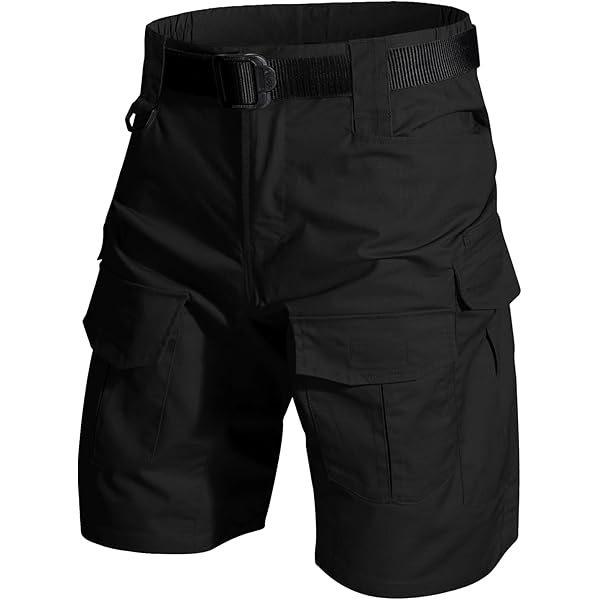 パンツ 1PIU1UGUALE3 BLACK MILITARY CARGO SHORTS JEKE-DG Men's Relaxed Fit Cargo Shorts Outdoor Twill Lightweight