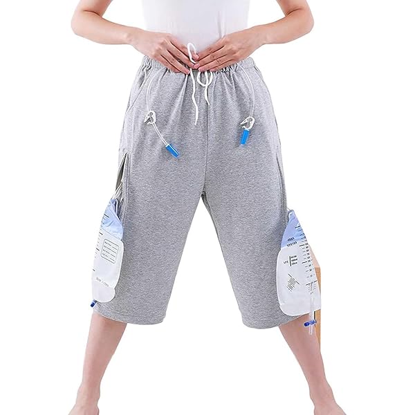 LUIVZD MENS URINE BAG PANTS CARE UNDERWEAR CATHETER SHORTS URINATE DRAINAGE BAG PANTS FOR ELDERLY (COLOR : GREY, SIZE : XXL-XXLARGE)