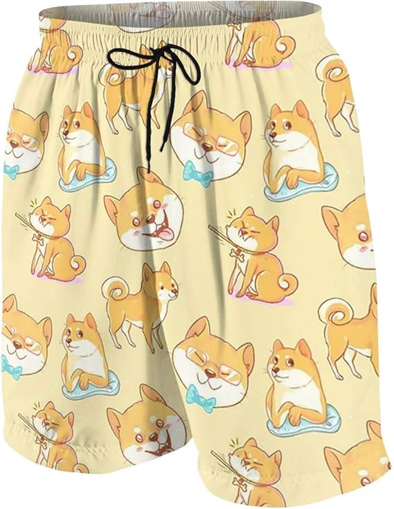 Amazon Co Jp 水着 メンズ おしゃれ サーフパンツ 芝犬柄 海パン 人気 スイムパンツ 短パン ビーチパンツ サーフトランクス 水陸両用 旅行 速乾 服 ファッション小物