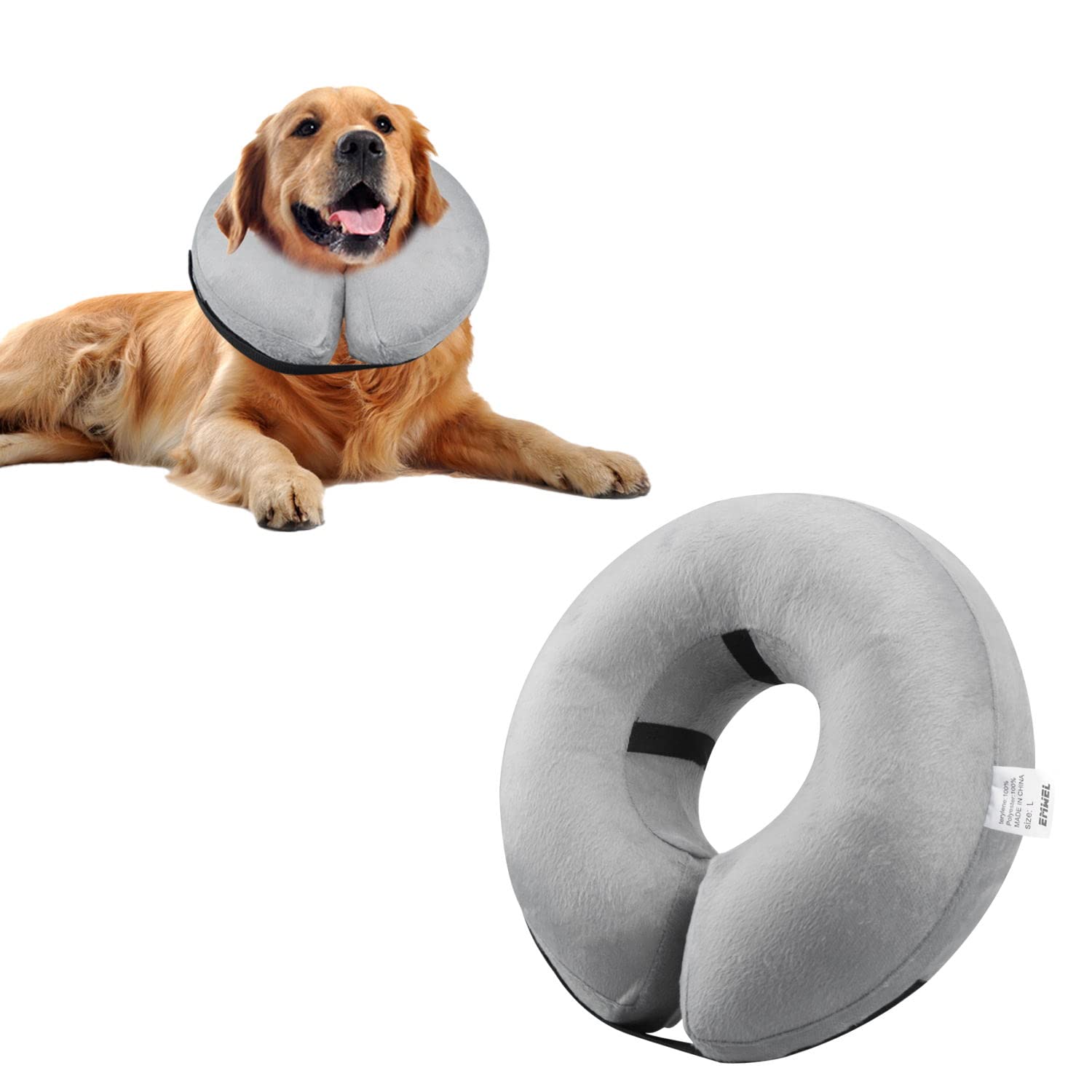 Emwel Pet Inflatable Collar for Large Dogs, Comfy Pet Collar Cone for Revecovery