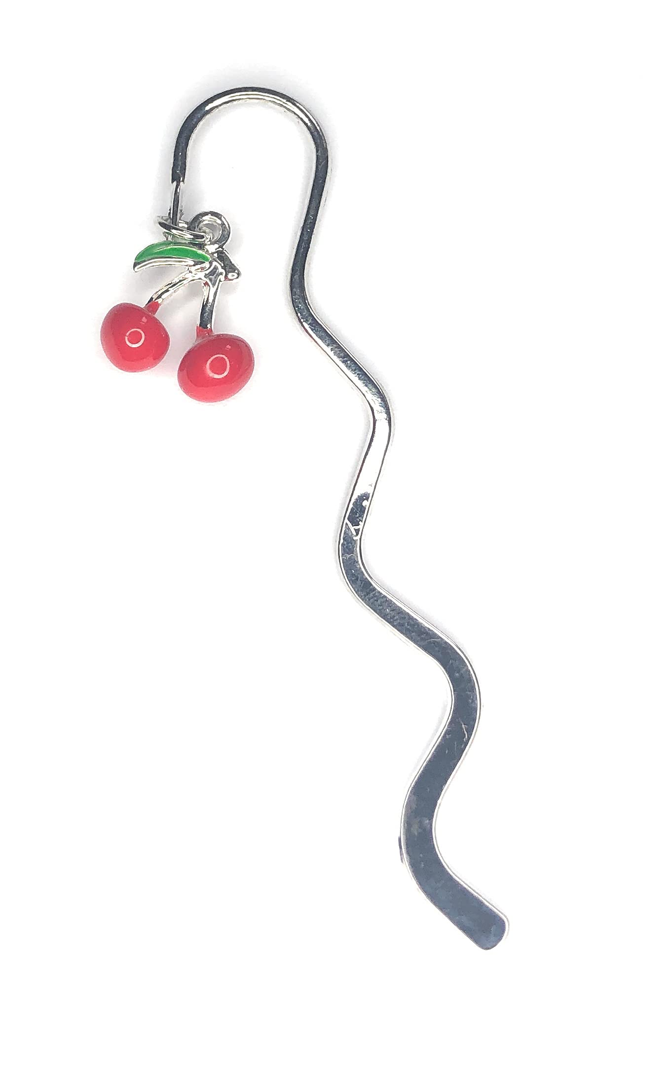FizzyButton Gifts Cherries mini Bookmark with Silver Tone Enamel Charm, in Gift Bag