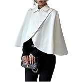 MakeMeChic Women's Wrap Collared Cape Jacket Loose Fit Business Fall Cropped Coat Outerwear