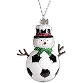 Kurt Adler Noble Gems Glass Soccer Snowman Ornament