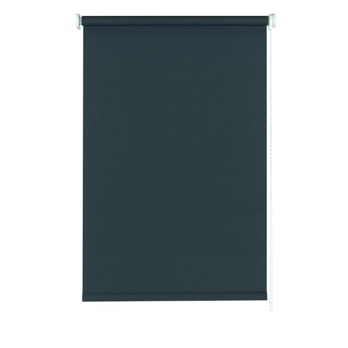 GARDINIA Seitenzug-Rollo für Fenster, Lichtundurchlässig, Blendschutz, Montage mit Bohren, Verdunkelung, Grau, 90 x 180 cm (BxH)