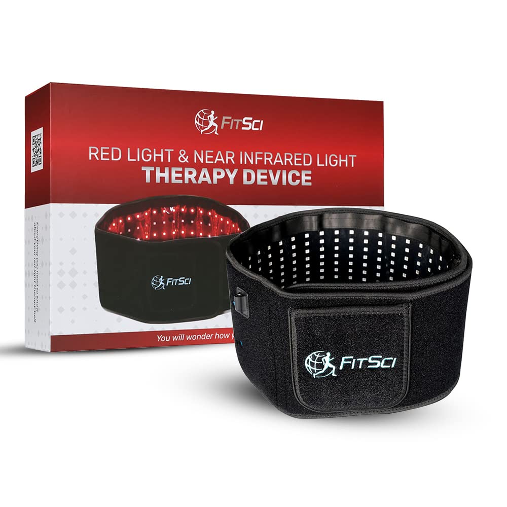 Photo 1 of FitSci Red Infrared Light Therapy Belt - 880nm LED Wrap for Back Shoulder Knee Pain Relief - Portable Wearable Home Use Device - Deep Penetrating Benefits to Muscles Joints Body